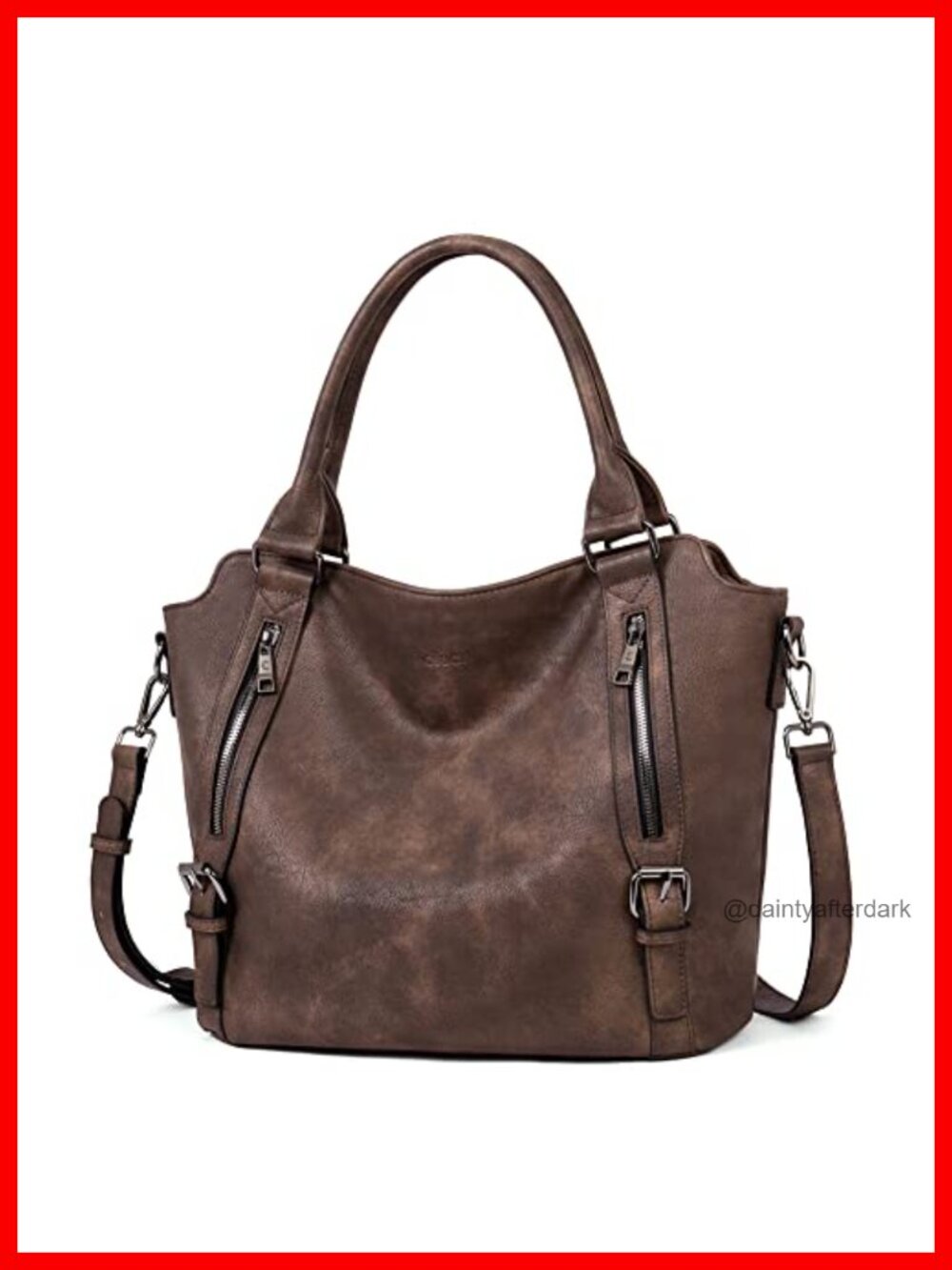Large Vegan Leather Hobo Handbag Multi-Pocket Shoulder Crossbody Bag